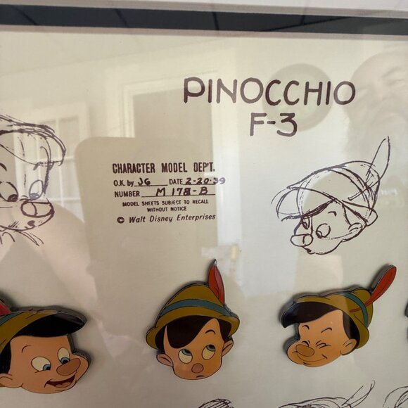 Pinocchio F-3 Character Model Sheet Framed Pin Set With Certificate Disney Limit - Picture 3 of 9
